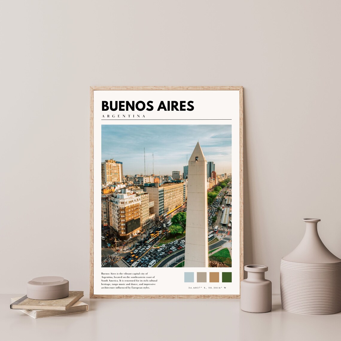 Buenos Aires Argentina Obelisco Avenue Aerial City View Poster - Image 4