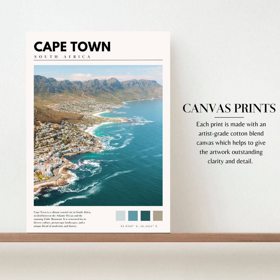 Cape Town South Africa Table Mountain Coast Aerial Ocean Poster - Image 2