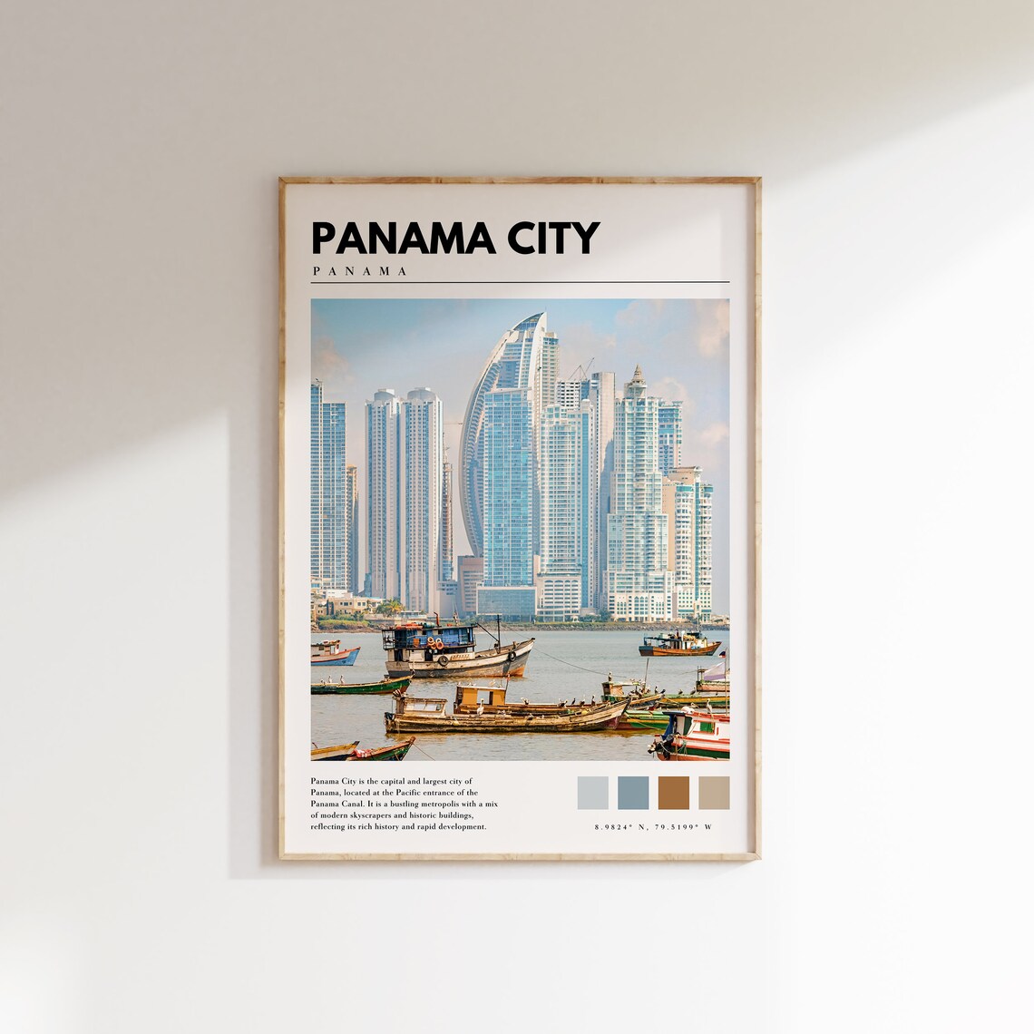 Panama City Panama Modern Towers Waterfront Harbor Boats Poster