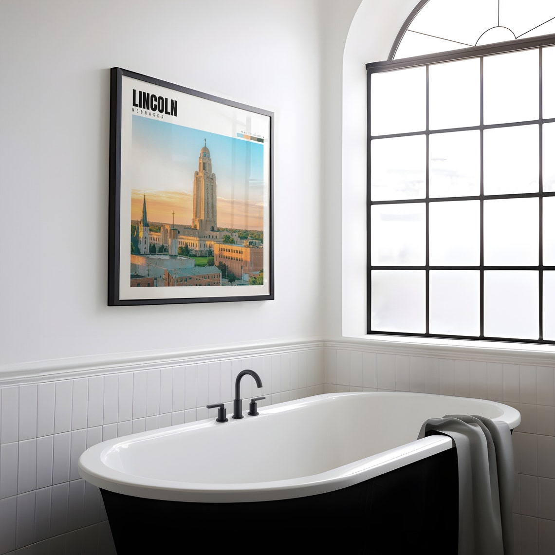 Lincoln Nebraska State Capitol Tower Golden Sunset Skyline Poster - Image 2