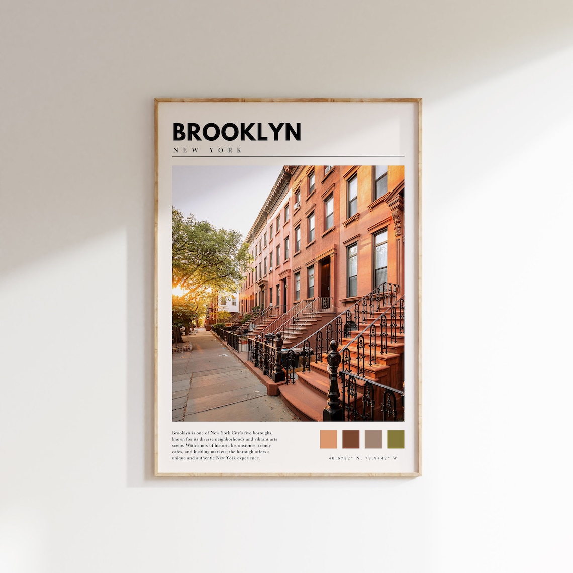 Brooklyn New York Brownstone Street Stoops Autumn Neighborhood Poster