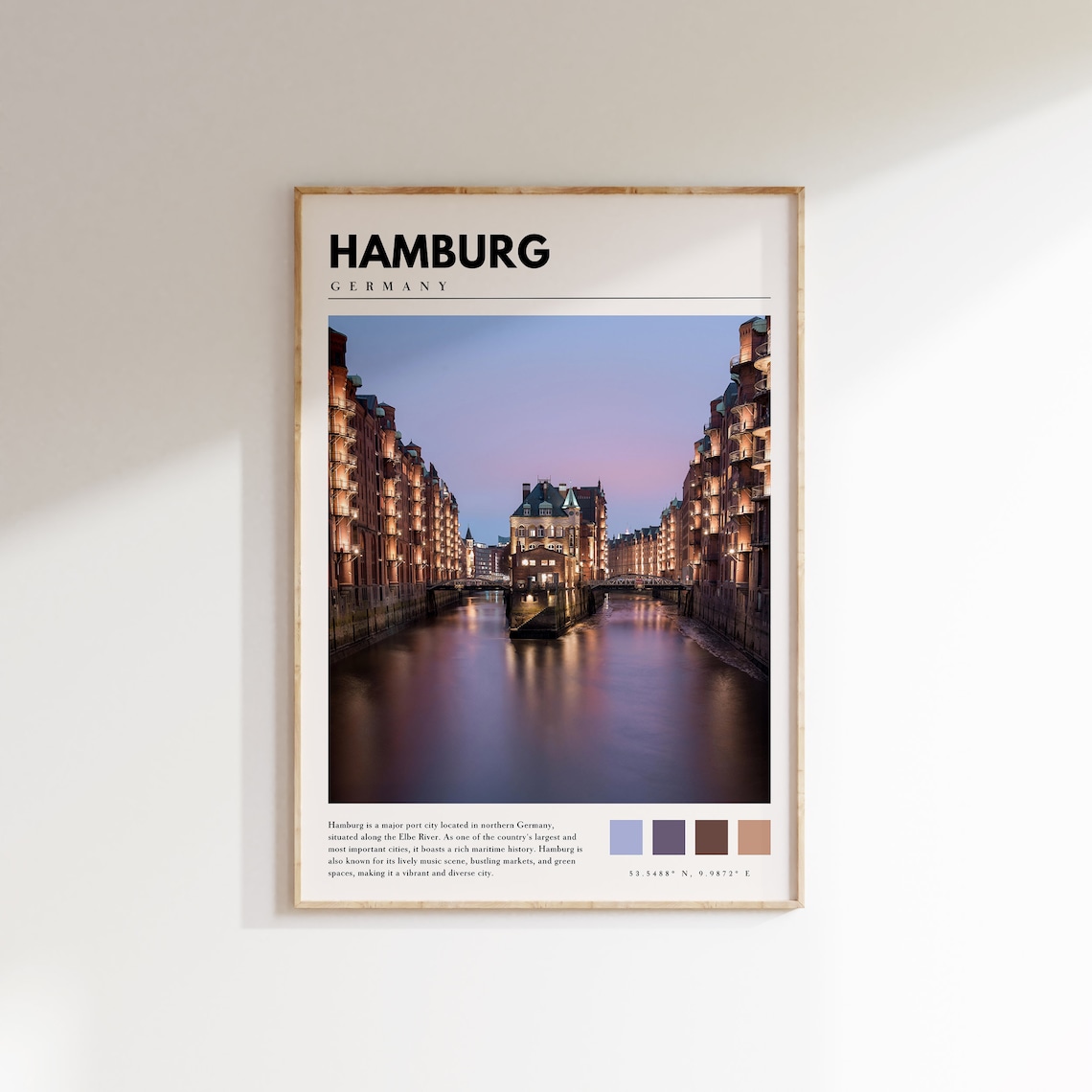 Hamburg Germany Speicherstadt Canal Dusk Lights Warehouse Poster
