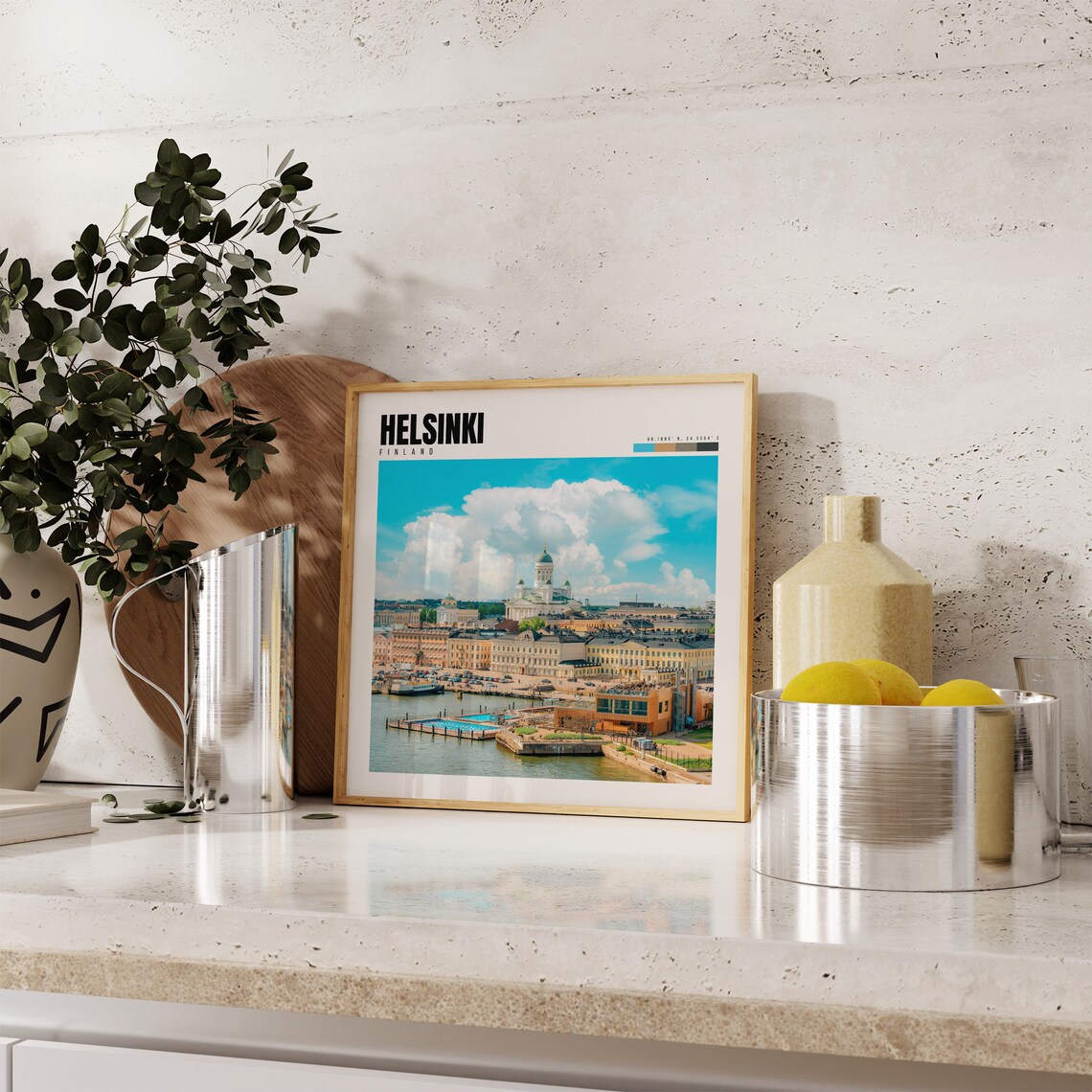 Helsinki Poster with Cathedral and Harbor on a Bright Summer Day - Image 4