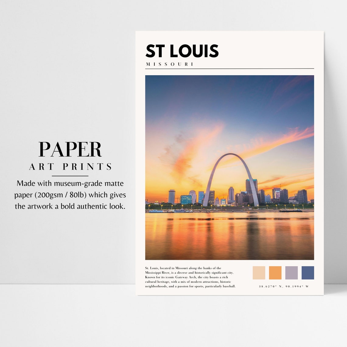 St Louis Missouri Gateway Arch Sunset River Skyline Glow Travel Poster - Image 3