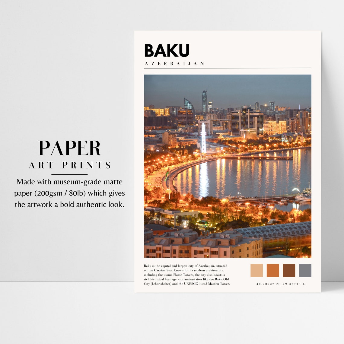 Baku Wall Print Baku Azerbaijan Wall Art Baku Poster Baku Photo Azerbaijan Photography P 167 - Image 3