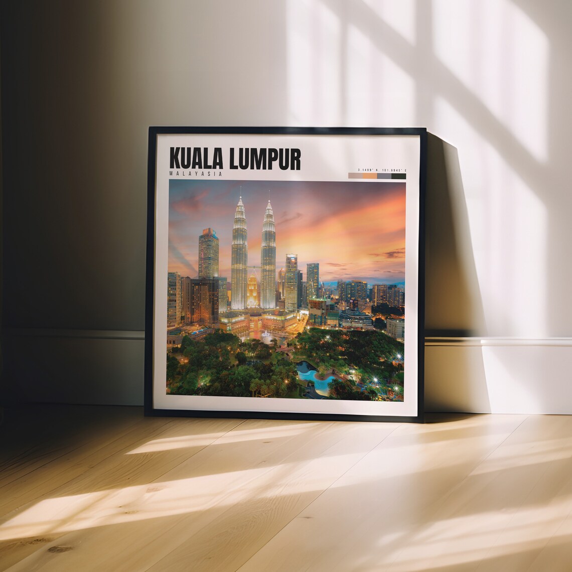 Kuala Lumpur Petronas Twin Towers at Sunset Skyline View Poster - Image 3
