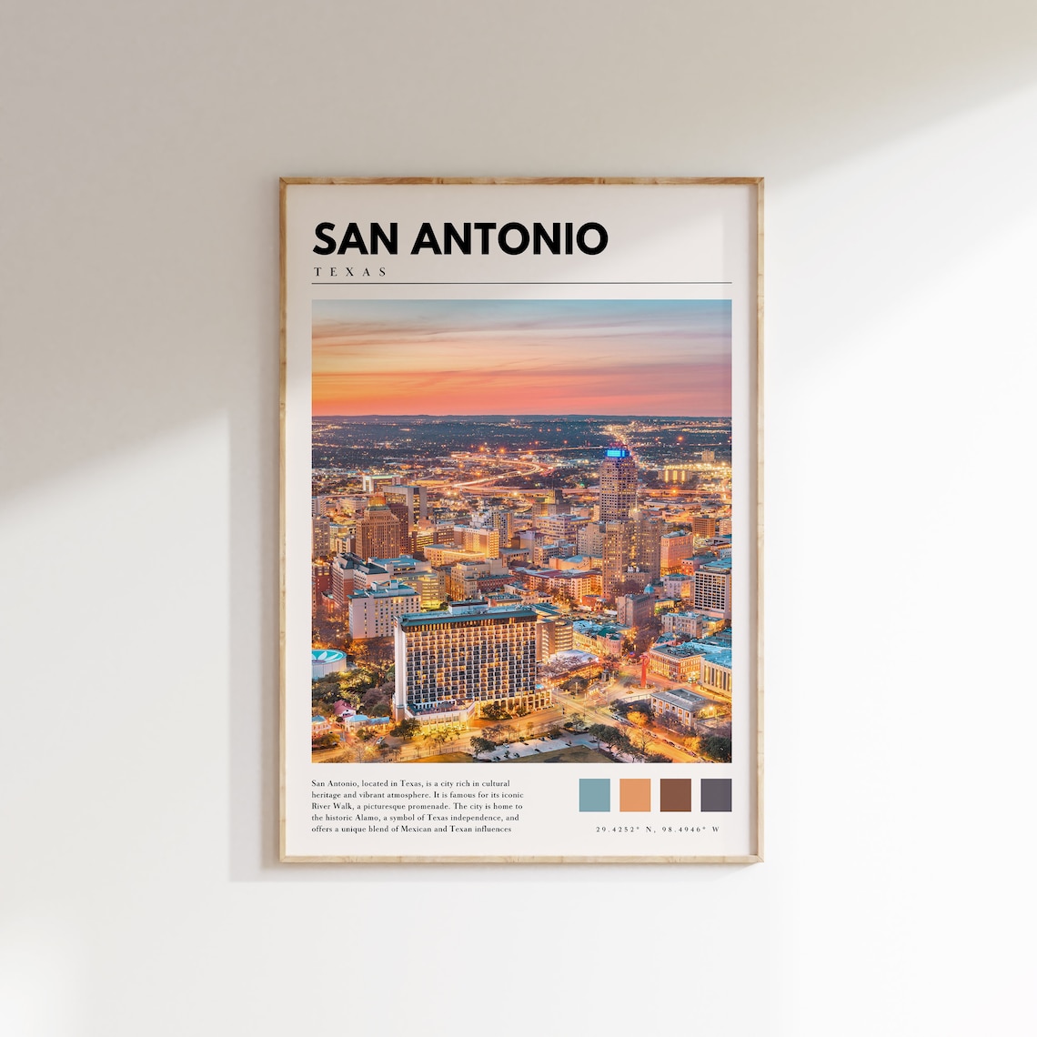 San Antonio Texas Dusk Skyline Aerial City View at Night Poster