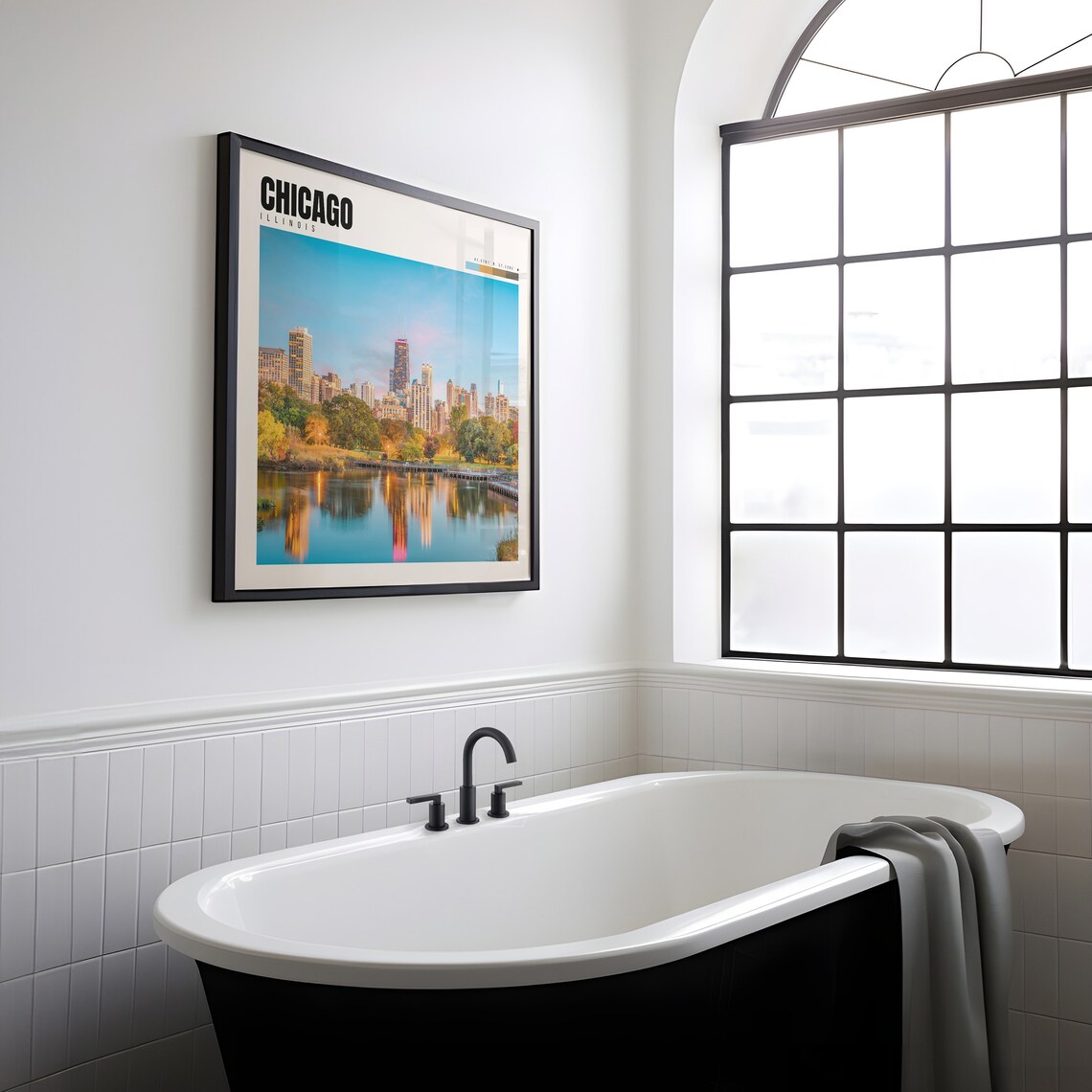Chicago Illinois Skyline Reflection Dusk Lake Park City Poster - Image 2
