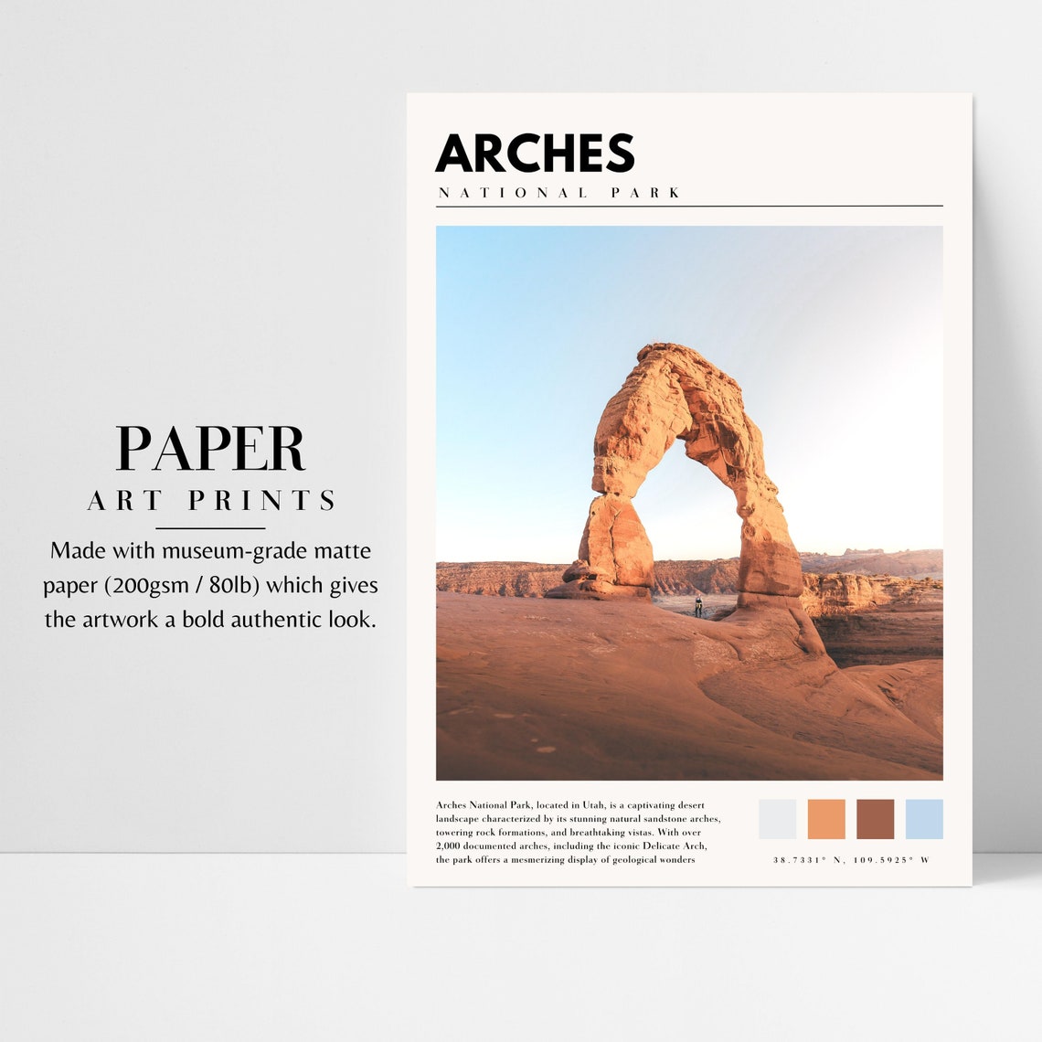 Arches National Park Poster with Delicate Arch in Utah Desert Sunset - Image 3