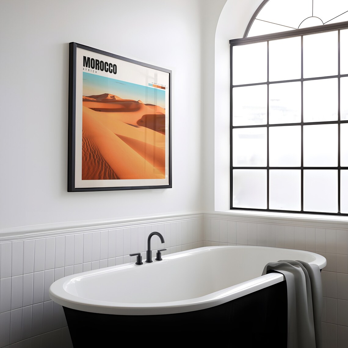 Morocco Africa Sahara Desert Sand Dunes Golden Sunset Travel Poster - Image 2