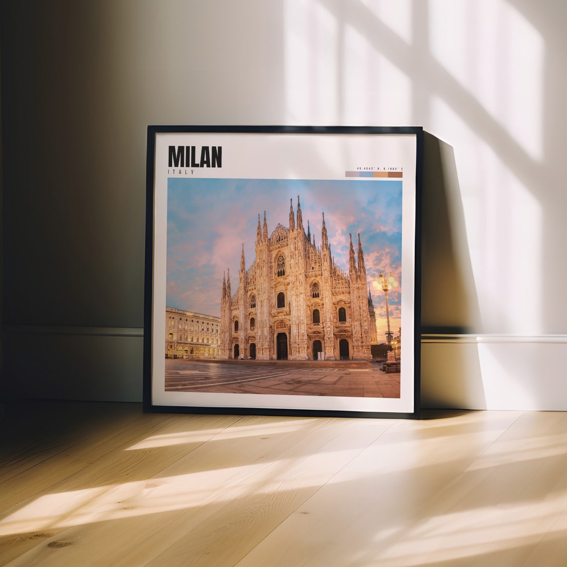 Milan Italy Duomo Cathedral Sunset Pink Sky Piazza View Travel Poster - Image 3