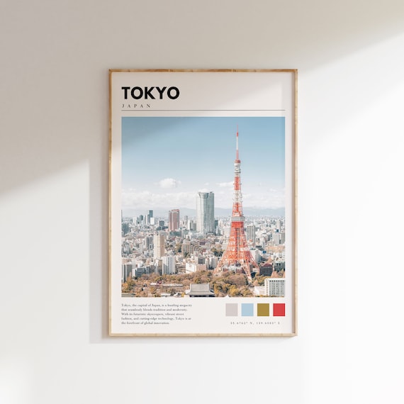 Tokyo City Skyline, Japan Travel Poster Art Print
