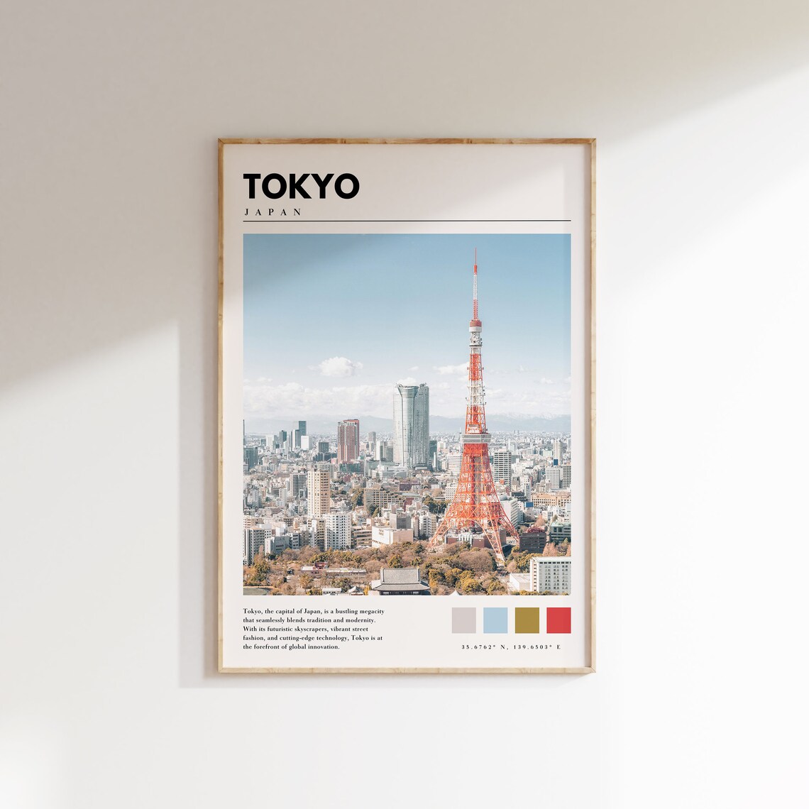 Tokyo City Skyline, Japan Travel Poster Art Print