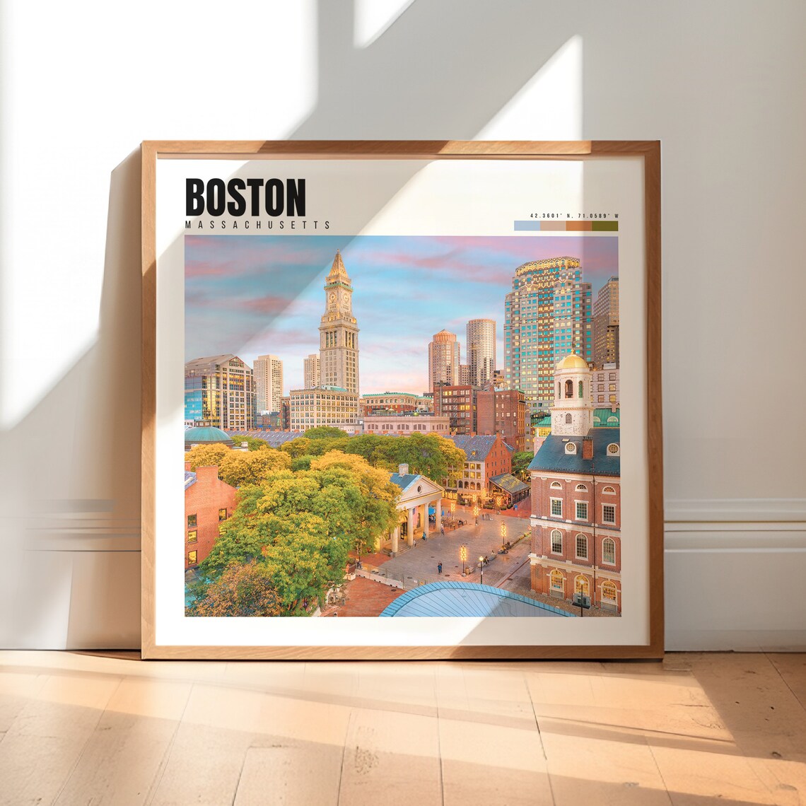 Boston MA Travel Poster, Boston City Wall Art Print