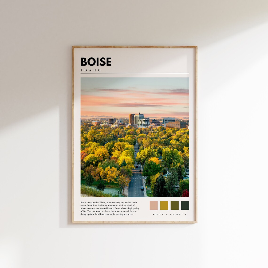 Boise Idaho Travel Poster, Home Decor Art Print