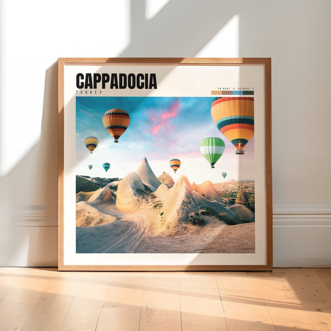Cappadocia Turkey Hot Air Balloons Fairy Chimneys Sunrise Poster