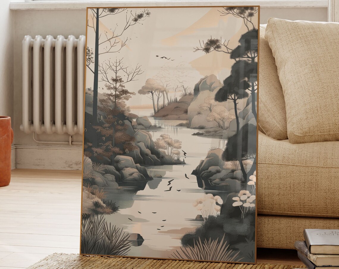 Minimalist Deer Japandi Zen Woodland Art Print - Image 2