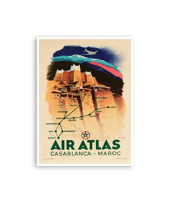 Casablanca Morocco Travel Poster, Africa Art Print