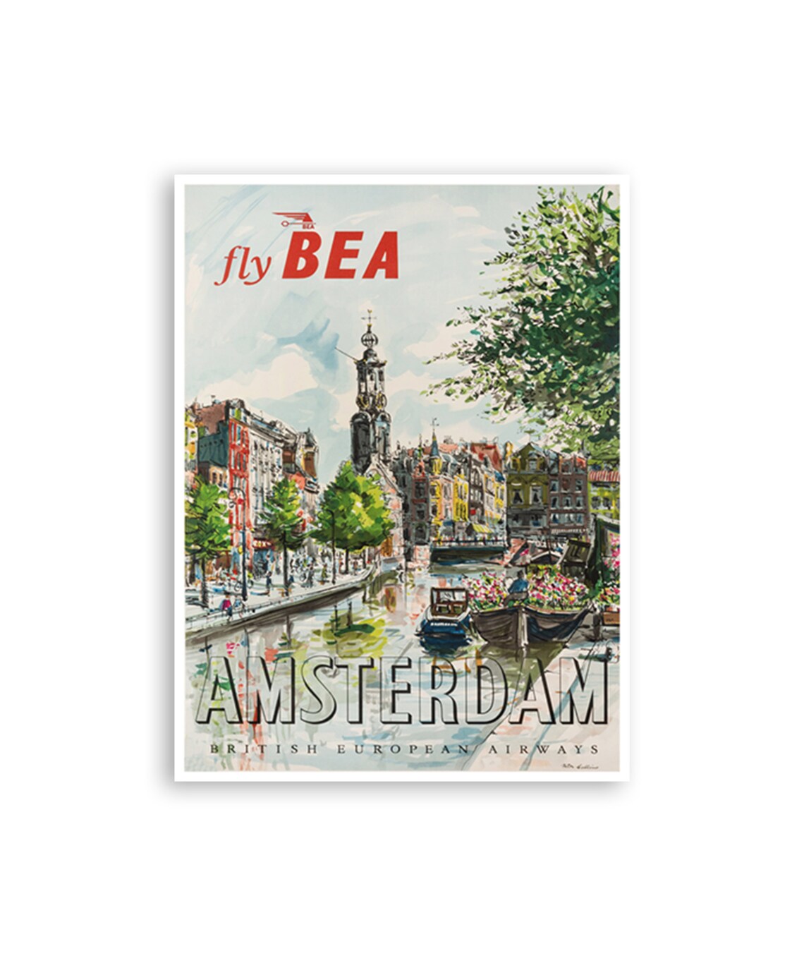Amsterdam Retro Travel Poster, Tourism Print
