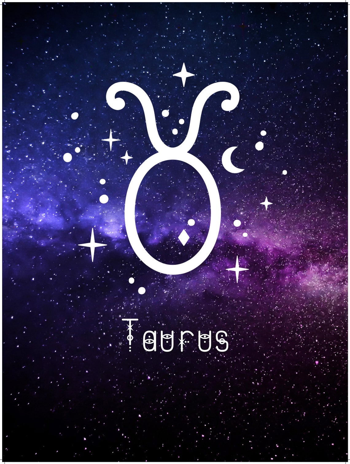 Taurus Zodiac Symbol Purple Galaxy Starry Astrology Art Poster - Image 3