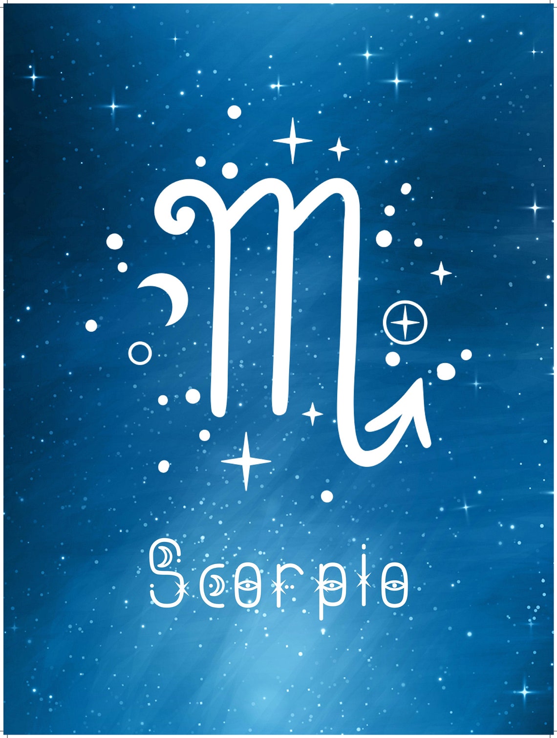 Scorpio Zodiac Symbol Blue Starry Night Sky Astrology Art Print - Image 3