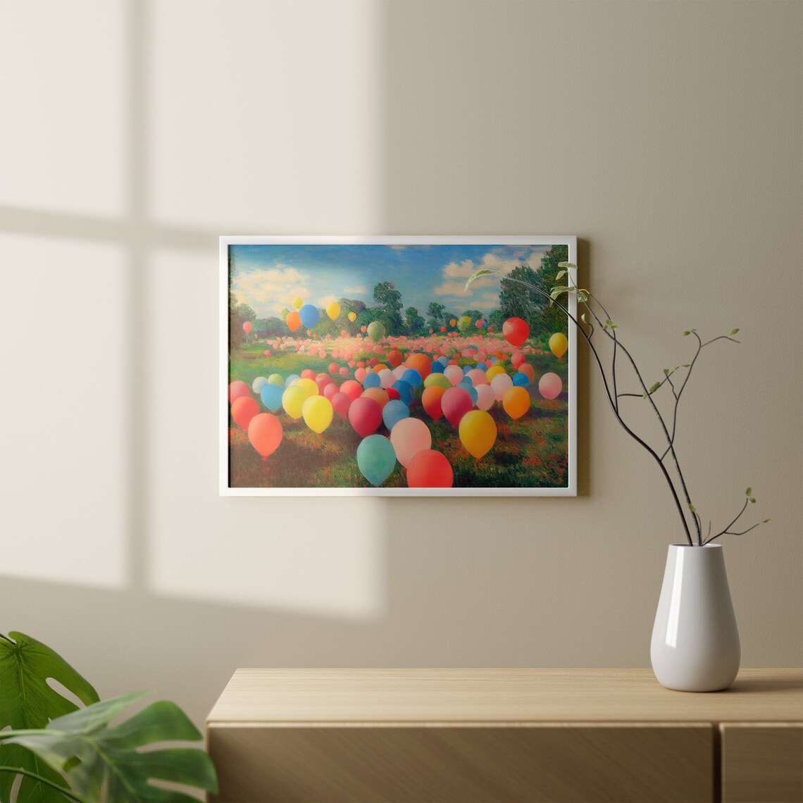Colorful Balloons Kids Room Art Print, Monet Style - Image 5