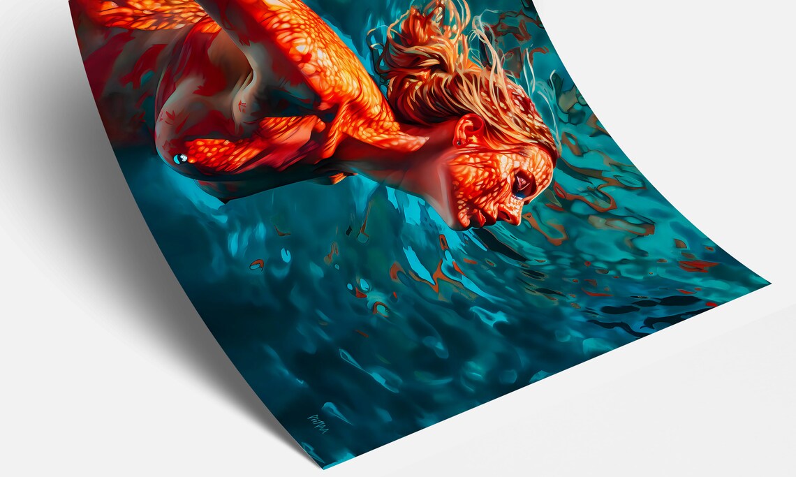 Sensual Female Body Submerged Serenity Art Print - Image 3