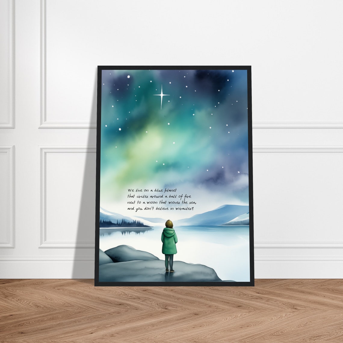 Miracles Quote On Watercolor Print Meaningful Gift Beautiful Wall Art Night Sky Art Wall Hanging - Image 3