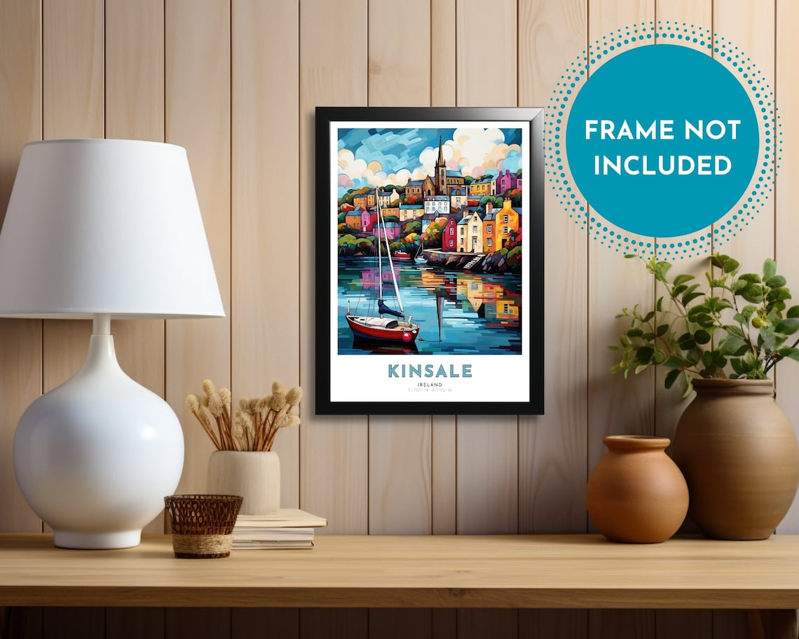 Kinsale Ireland Colorful Harbor Sailboat Art Nouveau Travel Poster - Image 3