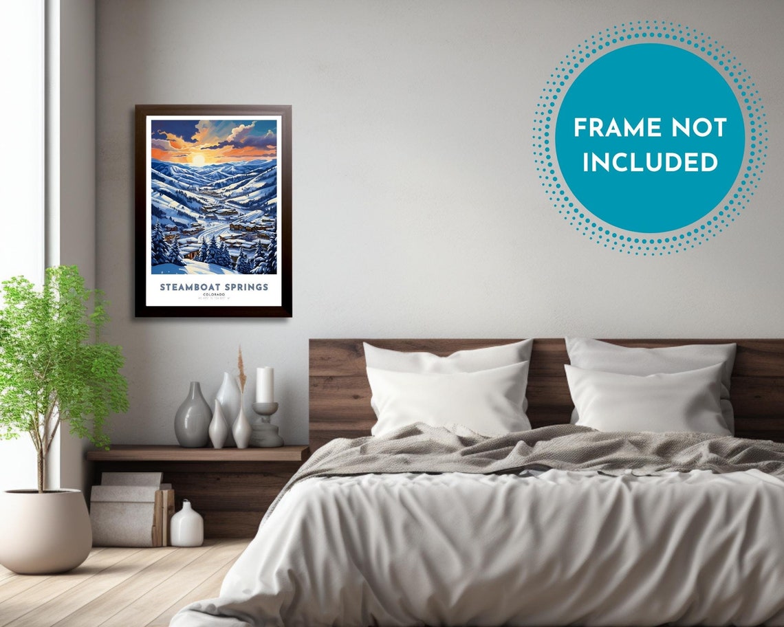 Steamboat Springs Colorado Snowy Valley Sunset Ski Art Poster - Image 3