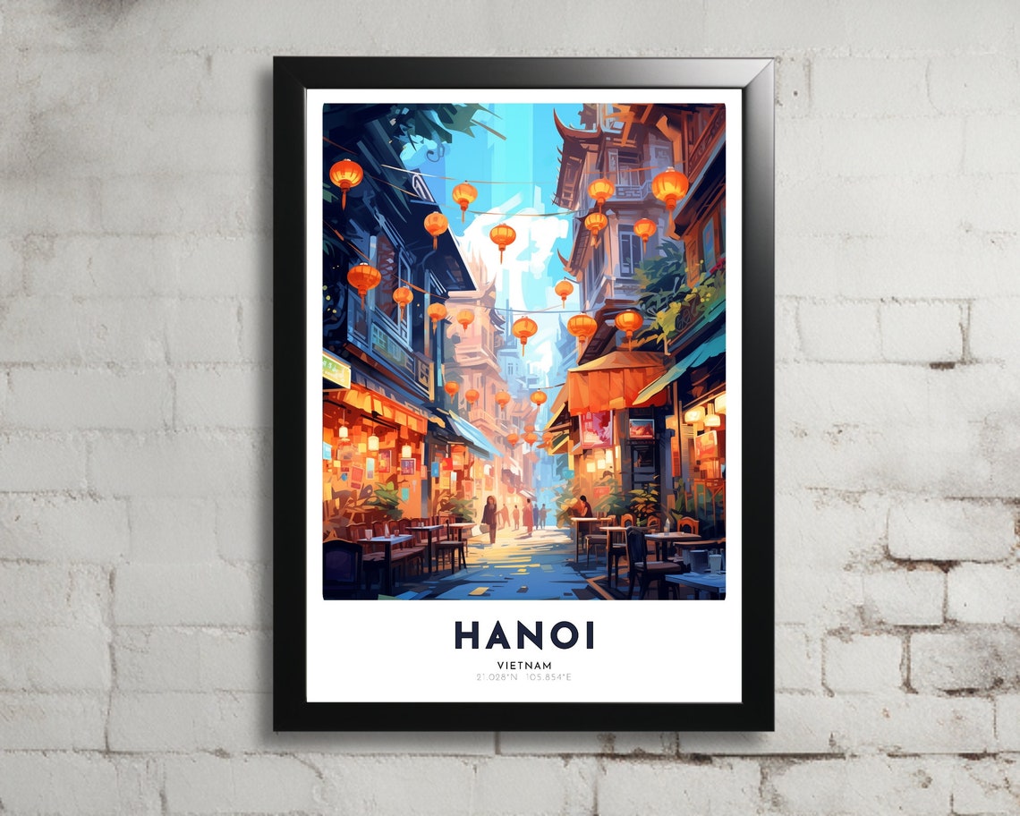 Hanoi Travel Poster Of Vietnam Art Nouveau Gift For Lover Of Hanoi Vietnam Wall Art Decor Of Red River Painting