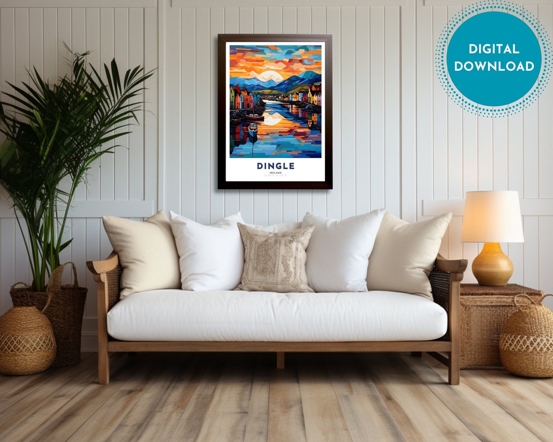Dingle Travel Poster Of Ireland Art Nouveau Gift For Lovers Of Dingle Ireland Wall Art Decor Of Dingle Painting - Image 2
