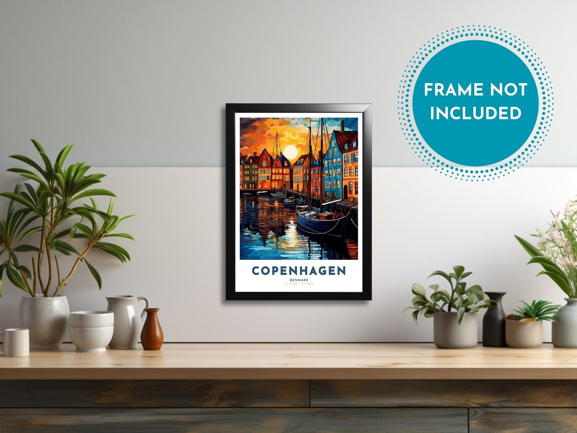 Copenhagen Denmark Nyhavn Harbor Colorful Houses Sunset Poster - Image 2
