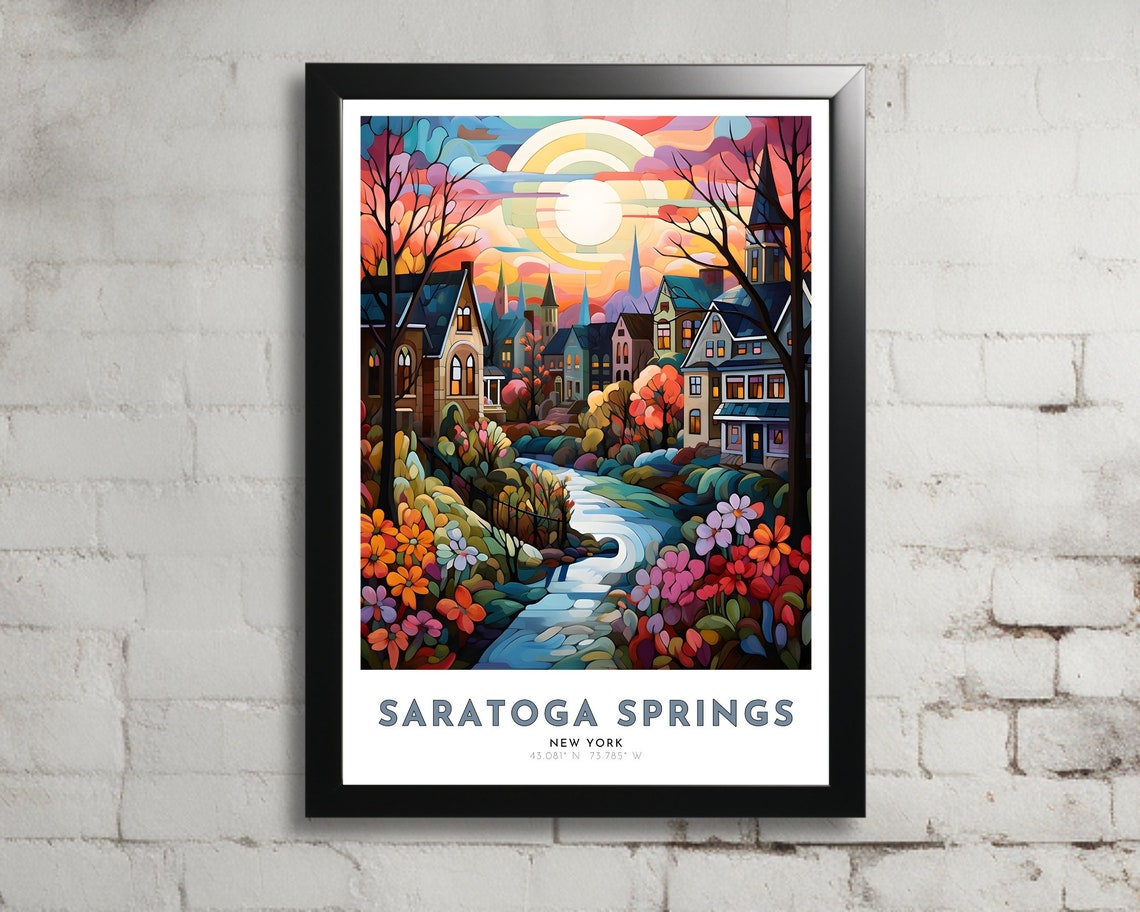 Saratoga Springs Travel Poster Of New York Art Nouveau Gift For Lovers Of Upstate New York Wall Art Decor Of Saratoga