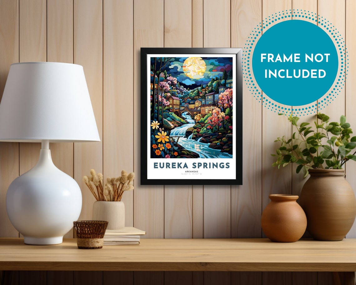 Eureka Springs Travel Poster Of Arkansas Art Nouveau Gift For Lovers Of Eureka Springs Arkansas Wall Art Decor Print Of Ozarks Painting - Image 2