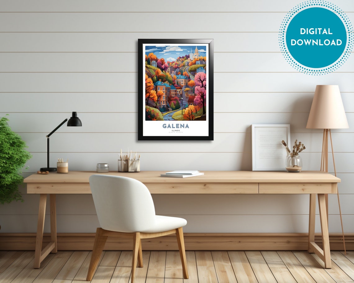Galena Travel Poster Of Illinois Art Nouveau Gift For Lover Of Galena Illinois Wall Art Decor Of Driftless Painting - Image 3