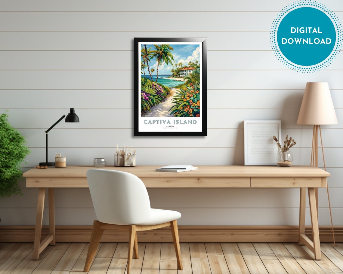 Captiva Island Florida Beach Palms Turquoise Water Travel Poster - Image 4