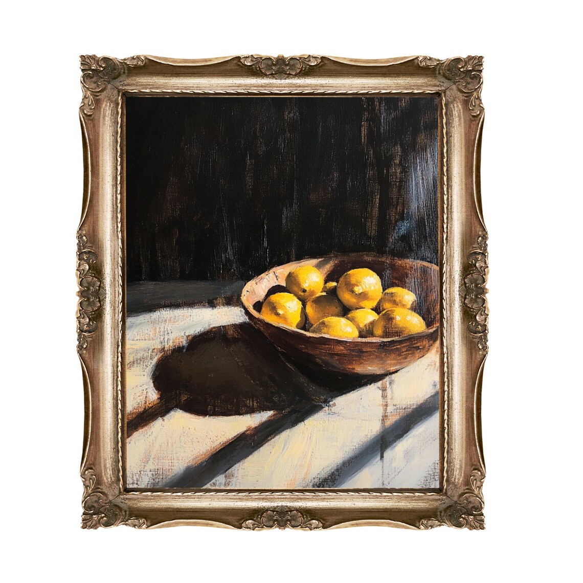 Bowl Of Lemons In Dramatic Light Rustic Still Life Art Poster