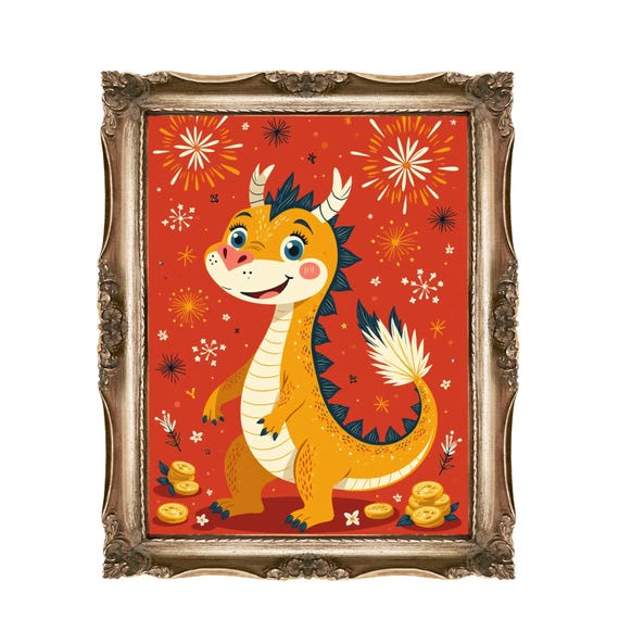 Cute Dragon Wall Art Chinese New Year Decor Kids Room Nursery Home