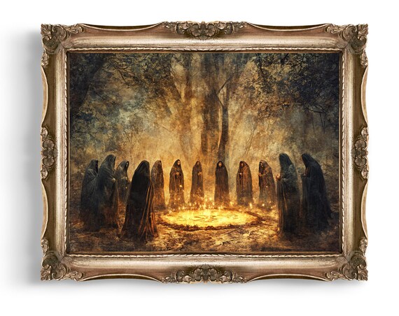 Dark Ritual Downloads Of Wall Art Occult Ceremony Witchcraft Print Pagan Mystical Forest Scene Fantasy