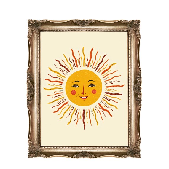 Smiling Sun Wall Art For Kids Nursery Decor Sunshine Print Childrens Room Playroom Baby
