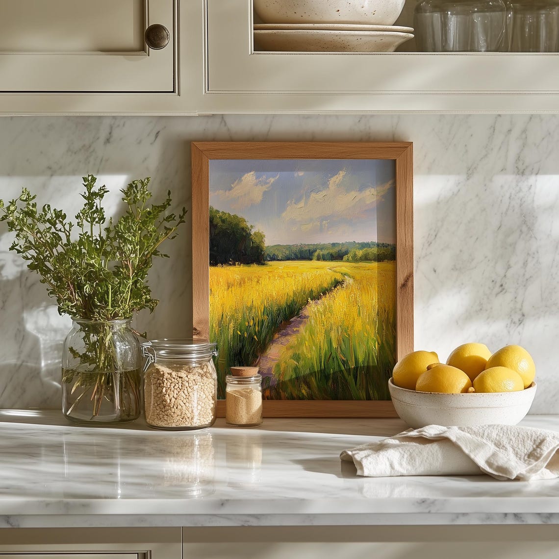 Golden Field Path Summer Countryside Vibrant Landscape Painting Poster - Image 5