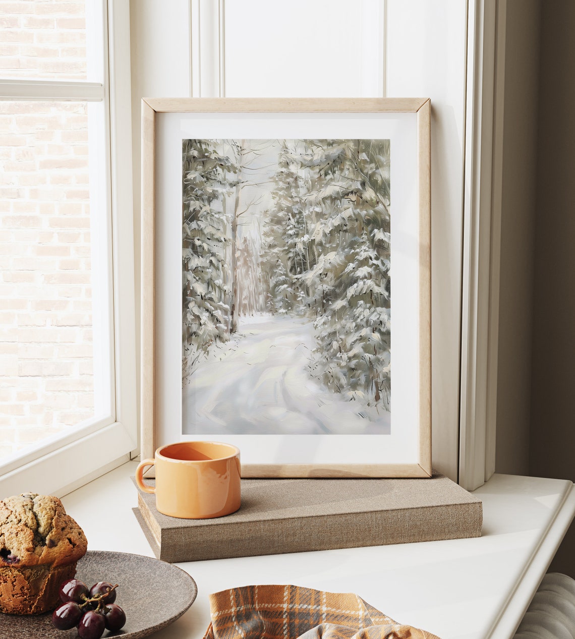 Snowy Boreal Forest Path in Soft Winter Light Landscape Poster - Image 6