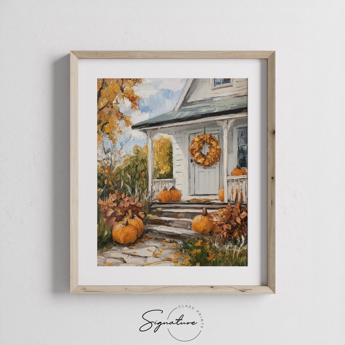 Rustic Cottage Porch With Pumpkins And Wreath Fall Harvest Poster - Image 3