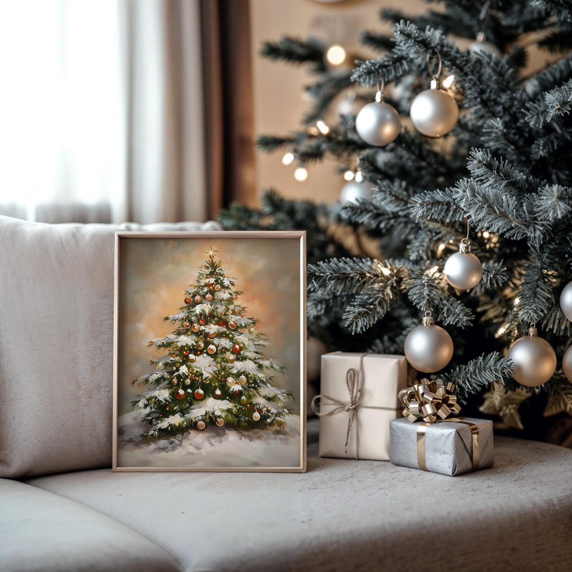Christmas Tree With Golden Ornaments And Snowy Branches Poster - Image 5