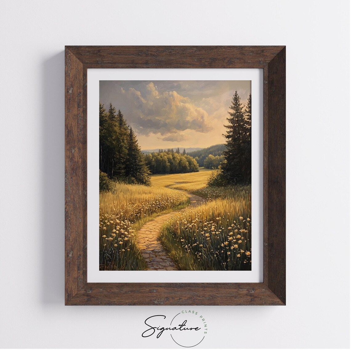 Meadow Path Under A Golden Sky, Cottagecore Landscape - Image 3