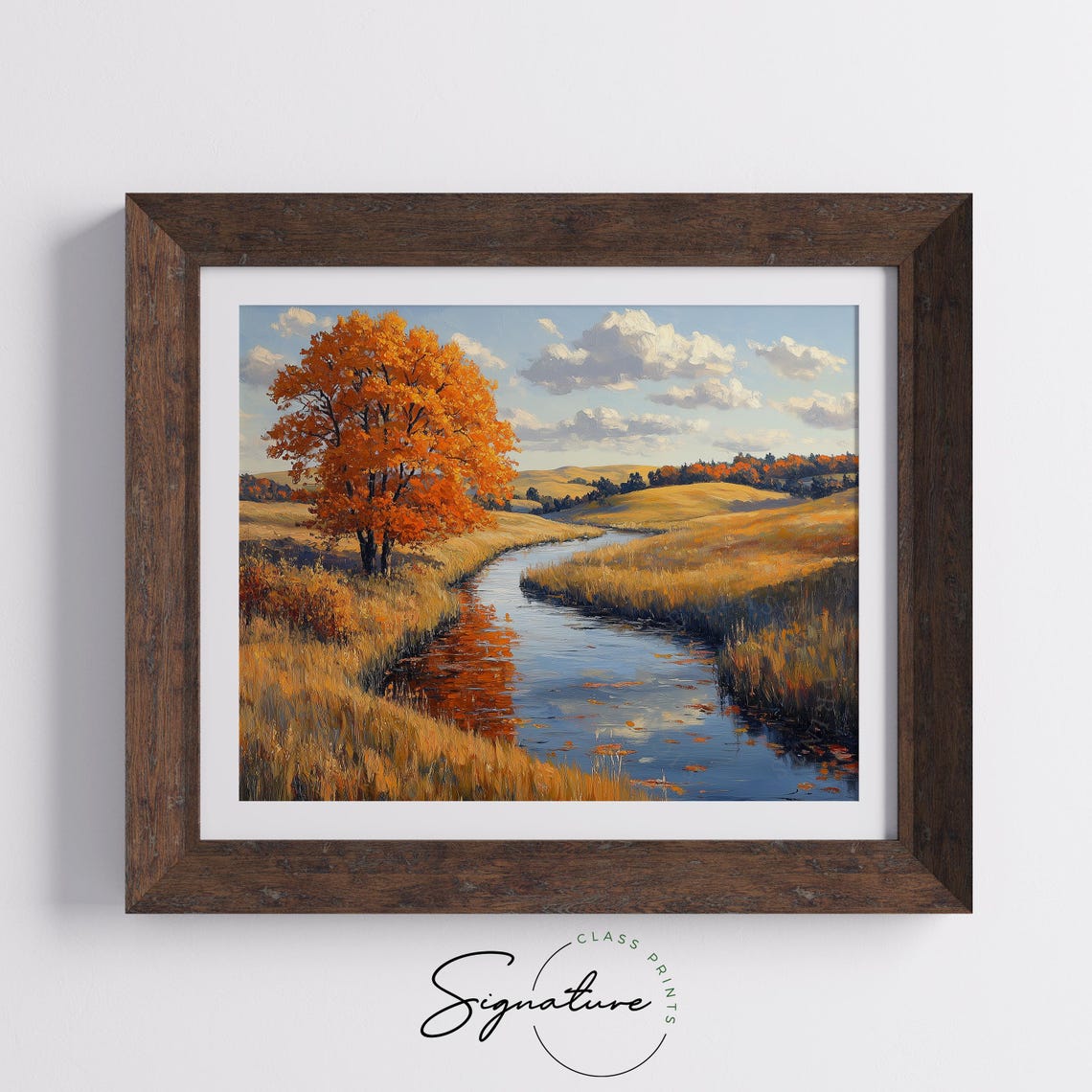 Autumn River Rolling Hills Orange Tree Fall Countryside Wall Art - Image 5