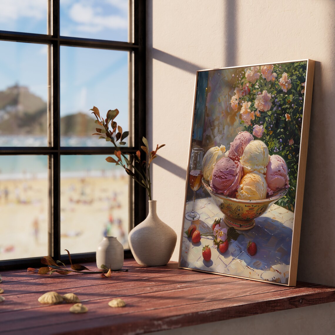 Gelato Bowl Summer Garden Table Scoops Strawberries Sweet Dessert Poster - Image 5
