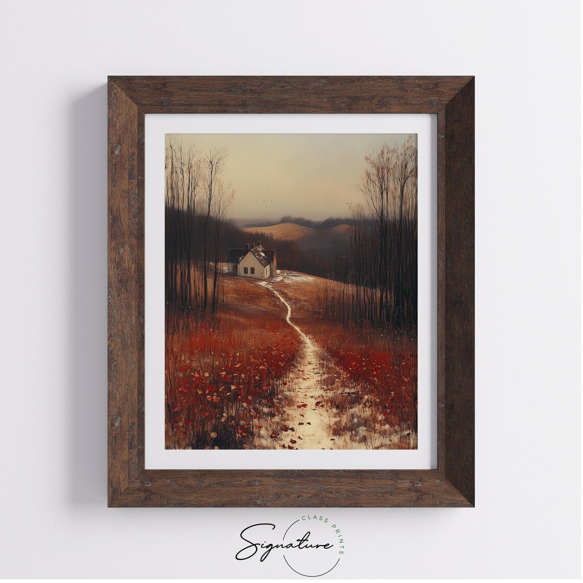 Secluded Hillside Path, Rustic Autumn Landscape Art Print - Image 2