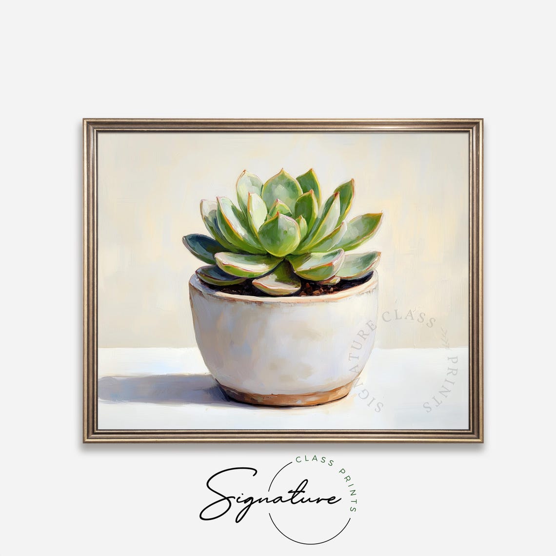 Succulent Plant in White Ceramic Pot Minimalist Botanical Art Poster - Image 2